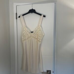 Lioness Cream Satin Lace Slip Dress